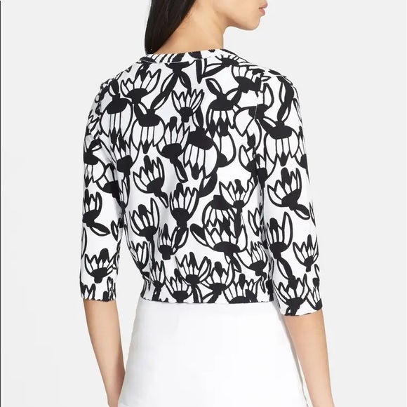 Tracy Reese Cropped Full Zip Floral Black Sweater XS - Picture 7 of 9